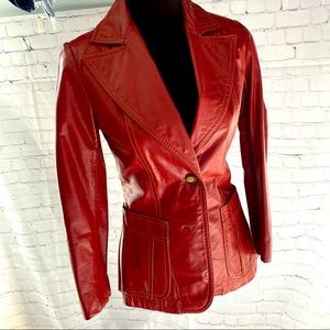 Vintage Red Leather Blazer small